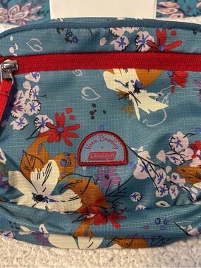 Vera Bradley Teal Floral Coleman Fanny pack with Red Trim